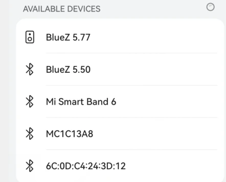Bluetooth device list